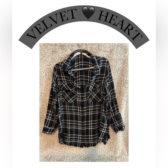 NWOT VELVET HEART Plaid Long Sleeve Top 2X - Picture 1 of 11